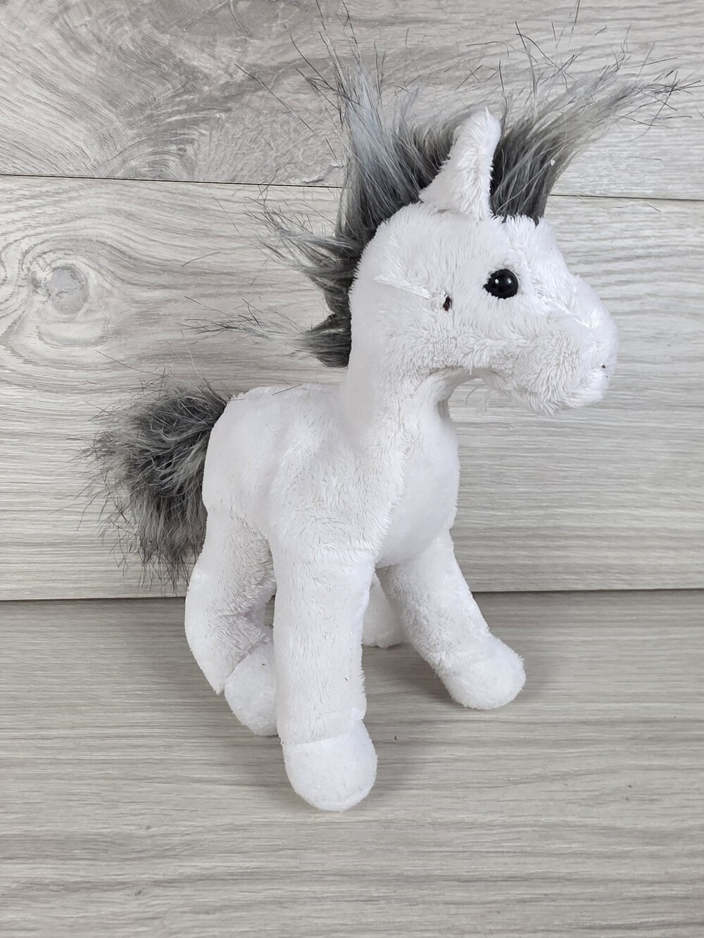 Plush White Horse Stuffed Animal – White and Gray Plush SU17